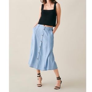 Zara Denim Maxi Skirt with Buttons